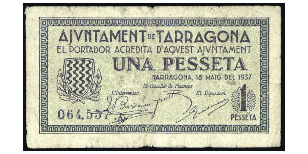 BILLETE; TARRAGONA (Tarragona) 1 PESETA 1937