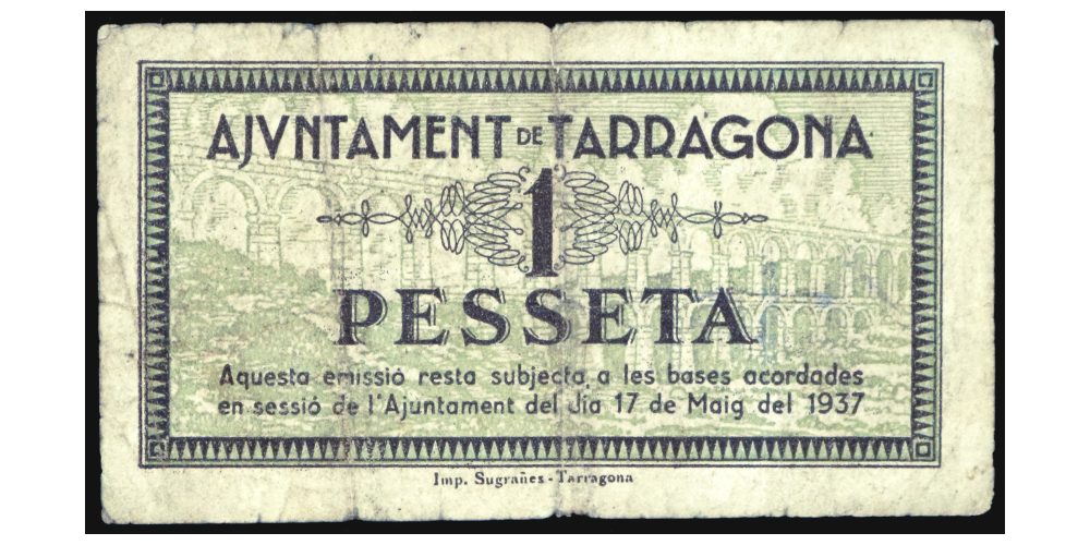 BILLETE; TARRAGONA (Tarragona) 1 PESETA 1937 - Imagen 2