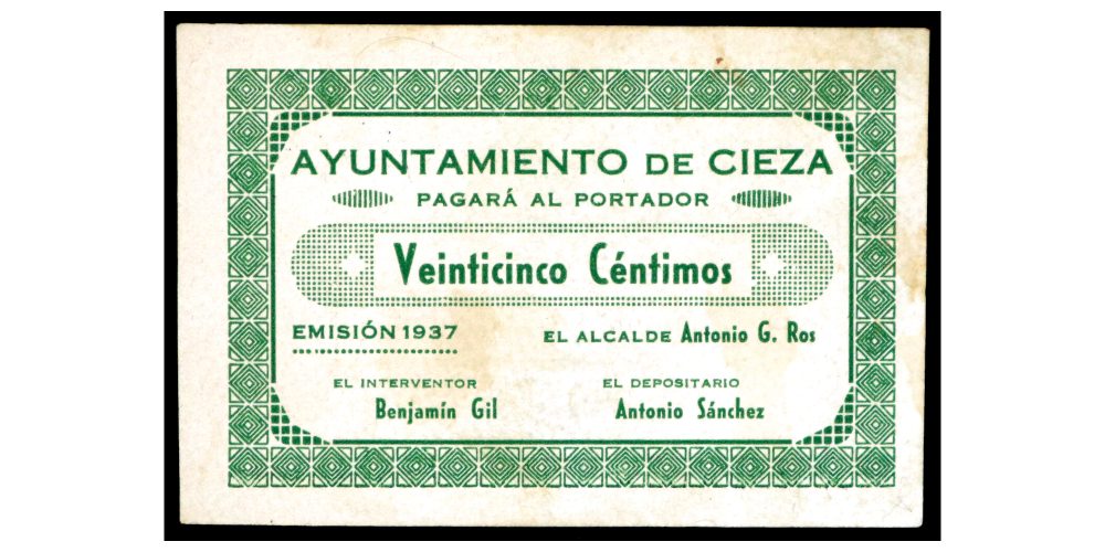 BILLETE; CIEZA (Murcia) 25 CENTIMOS 1937