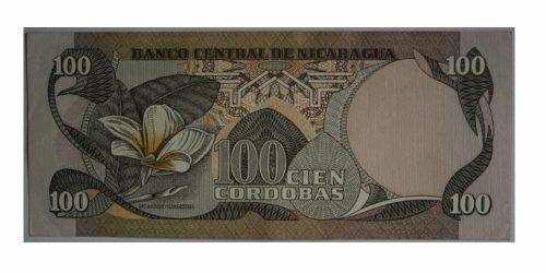 Alternative view of BILLETE; NICARAGUA 100 CORDOBAS 1979