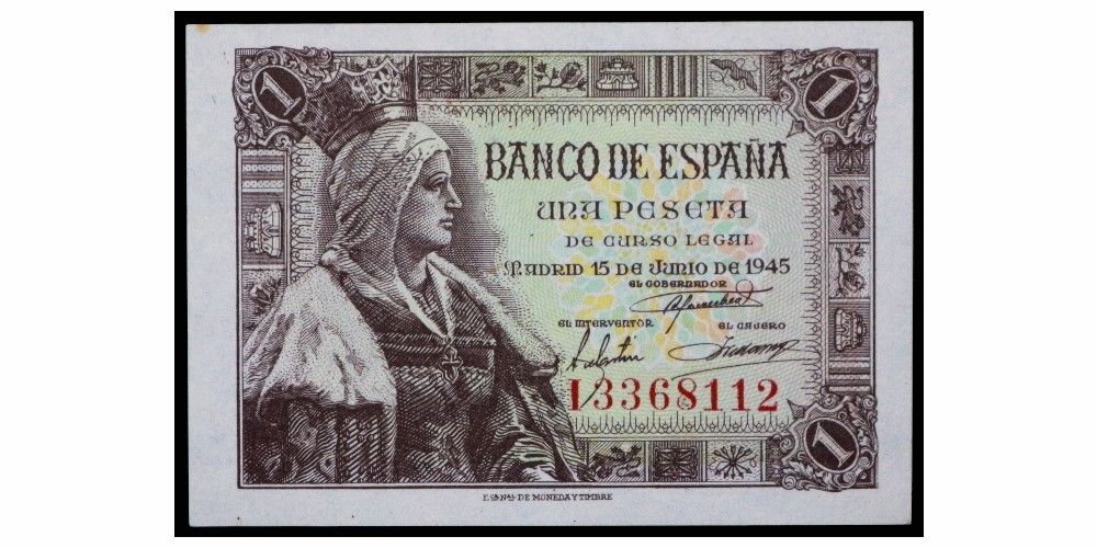 ESTADO ESPAÑOL 1 PESETA 1945 ISABEL LA CATOLICA