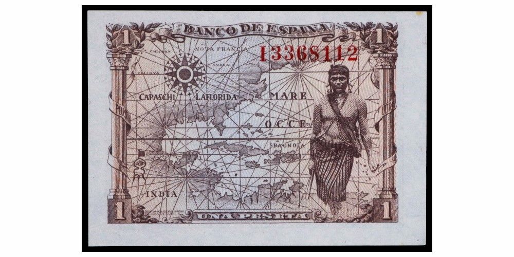 ESTADO ESPAÑOL 1 PESETA 1945 ISABEL LA CATOLICA - Imagen 2