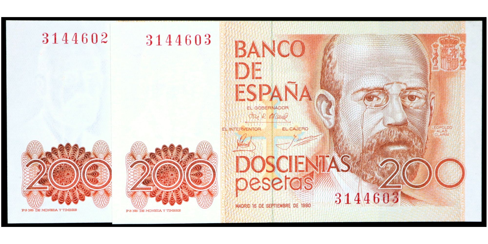 JUAN CARLOS I 200 PESETAS 1980 CLARIN (PAREJA)