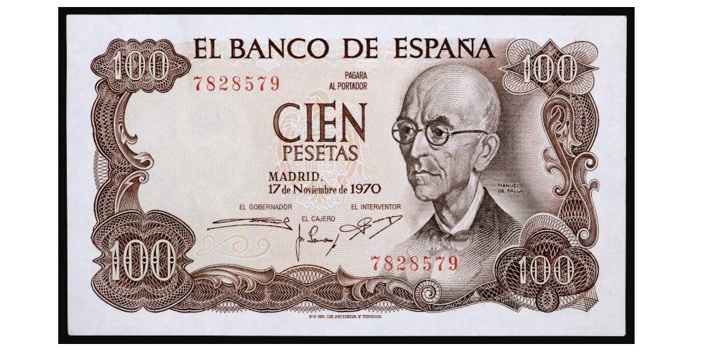 ESTADO ESPAÑOL 100 PESETAS 1970 MANUEL DE FALLA