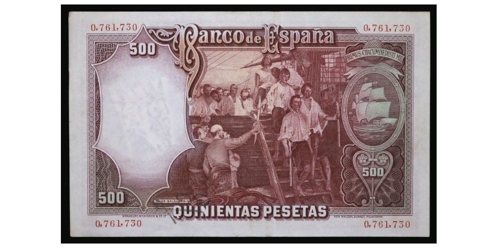 II REPUBLICA 500 PESETAS 1931 JUAN SEBASTIAN DE ELCANO - Imagen 2