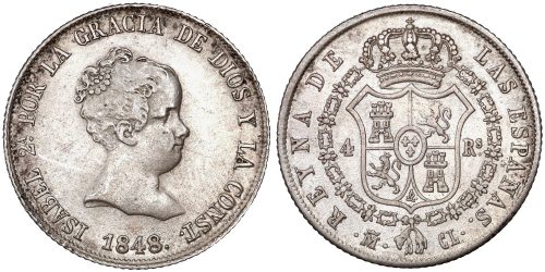ISABEL  II  4 REALES 1848 MADRID CL
