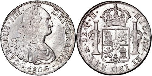 CARLOS IV  8 REALES 1806 MEXICO TH