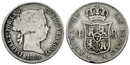 ISABEL II  4 REALES 1860 SEVILLA