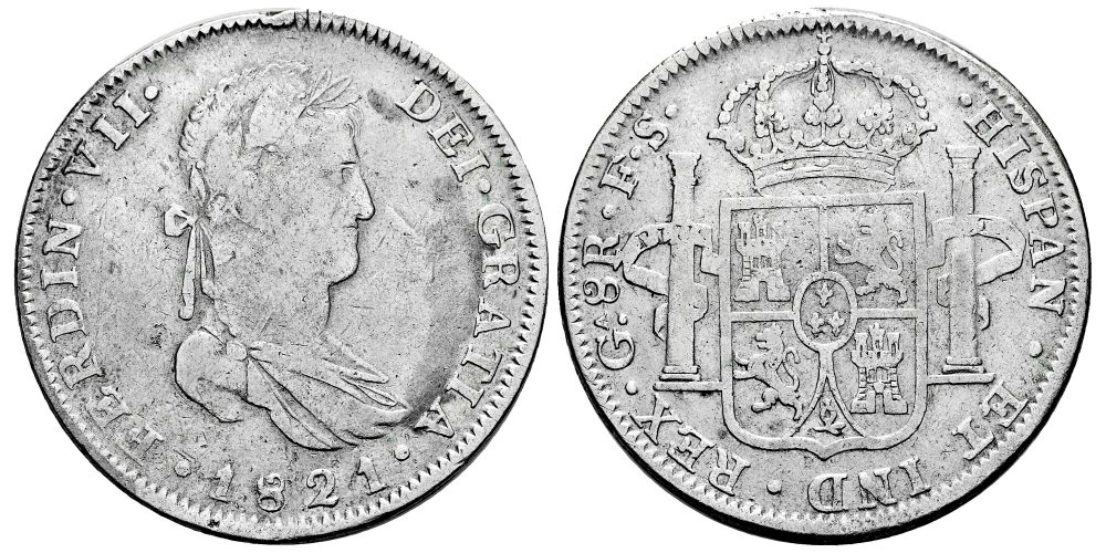 FERNANDO VII  8 REALES 1821 GUADALAJARA FS