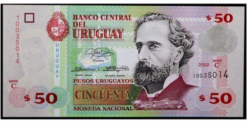 BILLETE; URUGUAY 50 PESOS 2003
