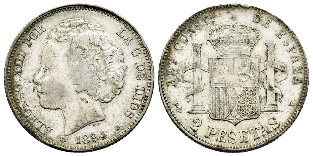 ALFONSO XIII  2 PESETAS 1894