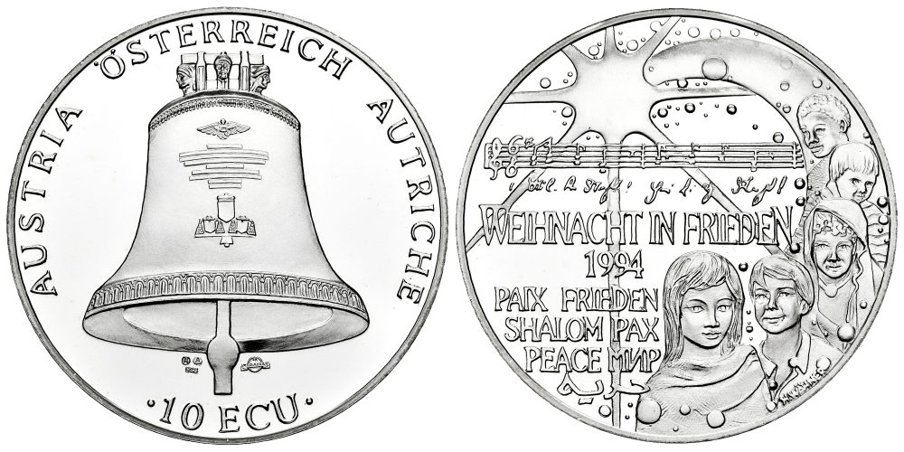 AUSTRIA 10 ECU 1994 NAVIDAD