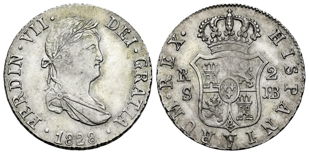 FERNANDO VII  2 REALES 1828 SEVILLA JB