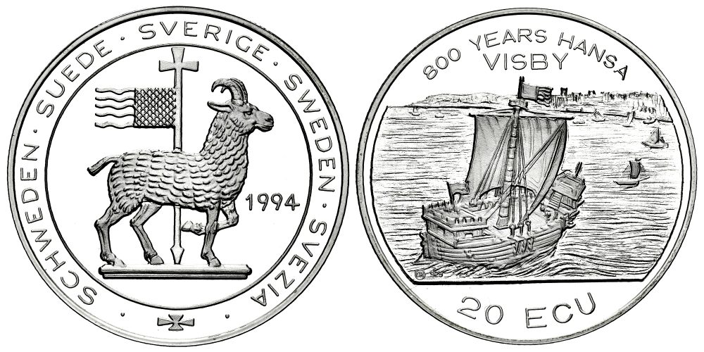 SUECIA 20 ECUS 1994 800 AÑOS DE HANSA VISBY