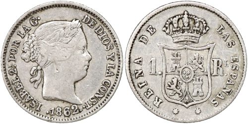 ISABEL II  1 REAL 1862 SEVILLA
