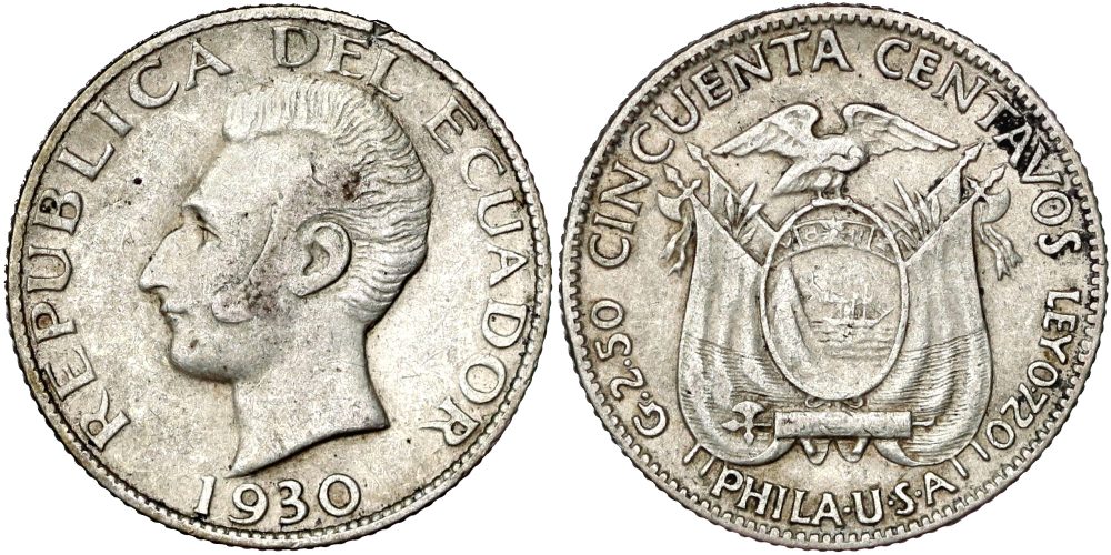 ECUADOR 50 CENTAVOS 1930