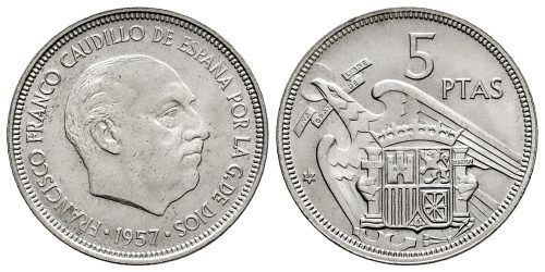 ESTADO ESPAÑOL 5 PESETAS 1957*58