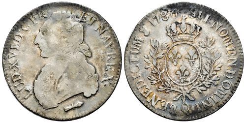 FRANCIA 1 ECU 1786 Q (PERPIGNAN)  LUIS XVI