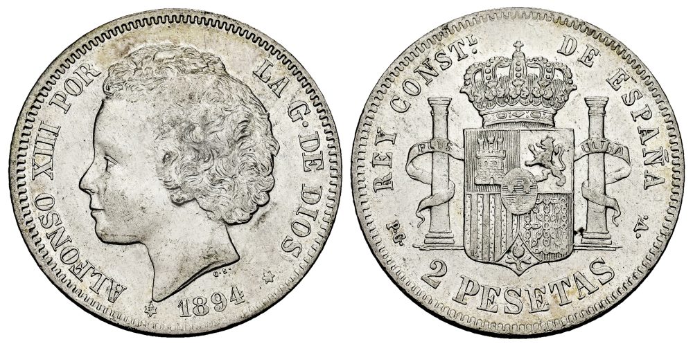 ALFONSO XIII  2 PESETAS 1894