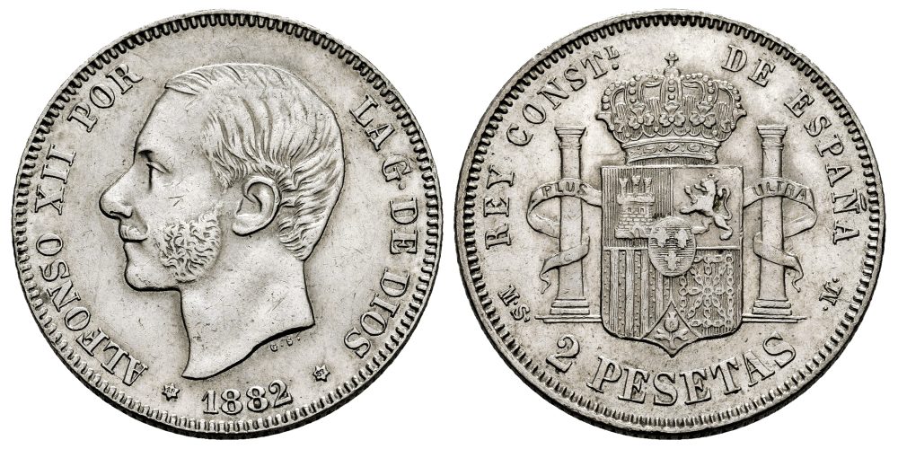 ALFONSO XII  2 PESETAS 1882