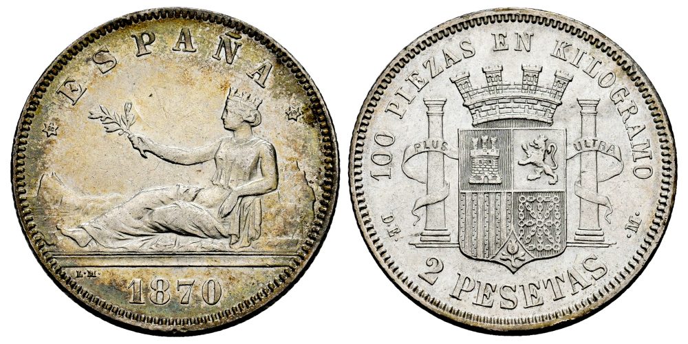 GOBIERNO PROVISIONAL 2 PESETAS 1870*74