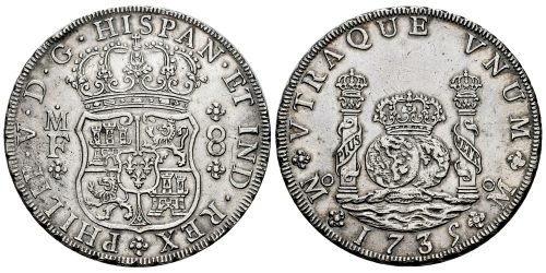 FELIPE V  8 REALES 1735 MEXICO MF