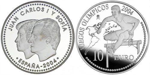 Alternative view of ESPAÑA 10 EUROS 2004 J.J.O.O. DE ATENAS´04