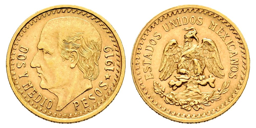 MEXICO 2 1/2 PESOS 1919