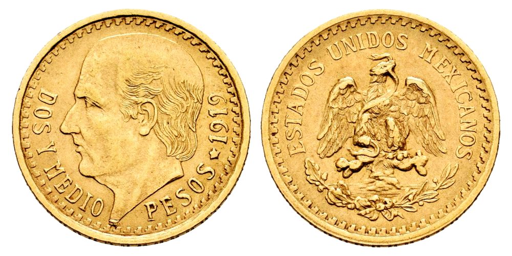 MEXICO 2 1/2 PESOS 1919