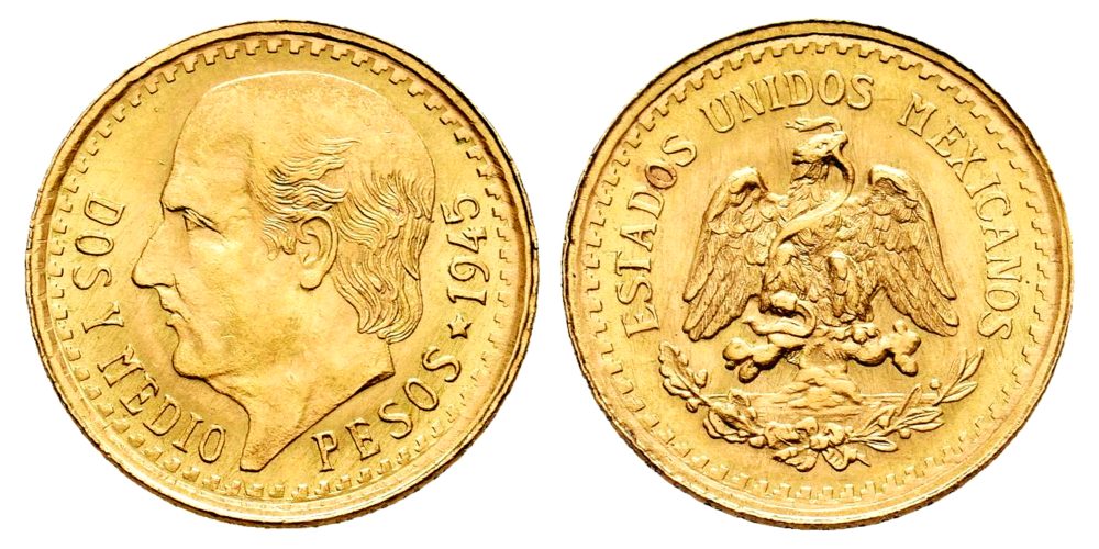 MEXICO 2 1/2 PESOS 1945