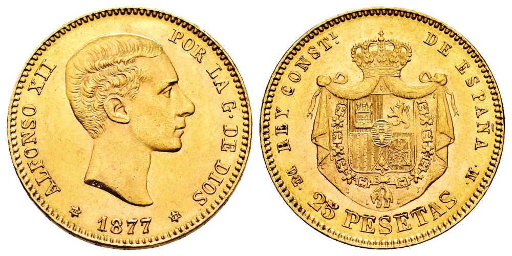 ALFONSO XII  25 PESETAS 1877