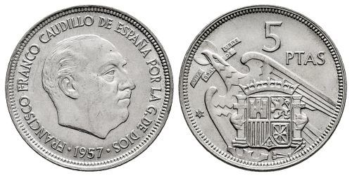 ESTADO ESPAÑOL 5 PESETAS 1957*58