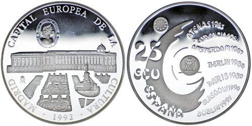 Alternative view of ESPAÑA 25 ECUS 1992 (CINCUENTIN) MADRID CAPITAL DE LA CULTURA