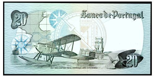 Alternative view of BILLETE; PORTUGAL 20 ESCUDOS 1978