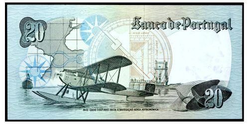 Alternative view of BILLETE; PORTUGAL 20 ESCUDOS 1978