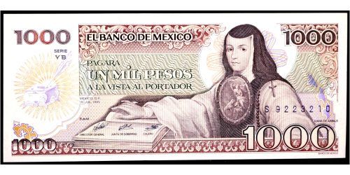 BILLETE; MEXICO 1000 PESOS 1985