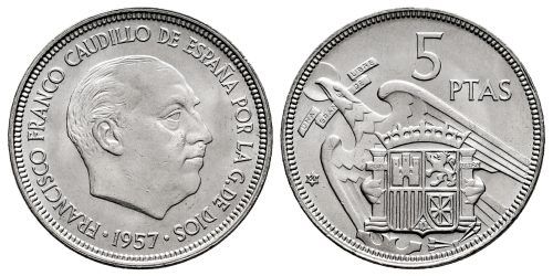 ESTADO ESPAÑOL 5 PESETAS 1957*60