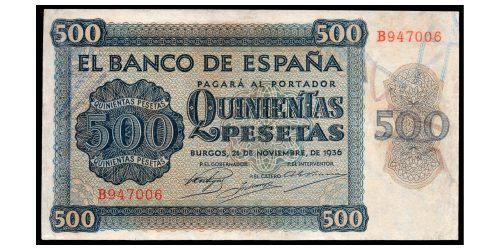 ESTADO ESPAÑOL 500 PESETAS 1936