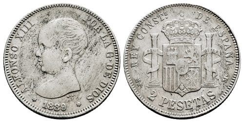 ALFONSO XIII  2 PESETAS 1889