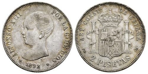 ALFONSO XIII  2 PESETAS 1892