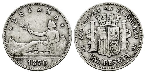 GOBIERNO PROVISIONAL 1 PESETA 1870*18-70 SNM