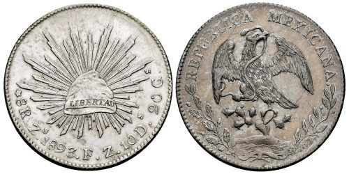 MEXICO 8 REALES 1893 ZACATECAS FZ