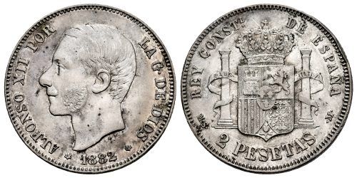 ALFONSO XII  2 PESETAS 1882