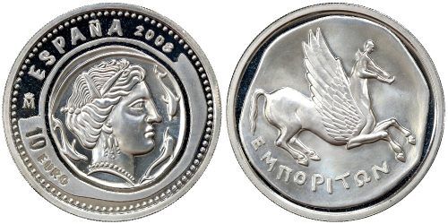 Alternative view of ESPAÑA 10 EUROS 2008 JOYAS NUMISMATICAS - DRACMA
