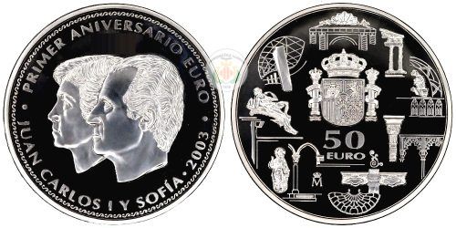 Alternative view of ESPAÑA 50 EUROS 2003 (CINCUENTIN) PRIMER ANIVERSARIO DEL EURO