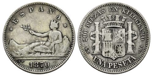 GOBIERNO PROVISIONAL 1 PESETA 1870*18-70 SNM