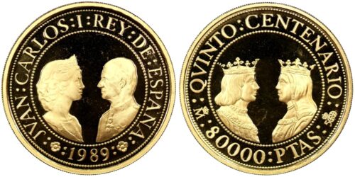 ESPAÑA 80000 PESETAS 1989  V CENTENARIO