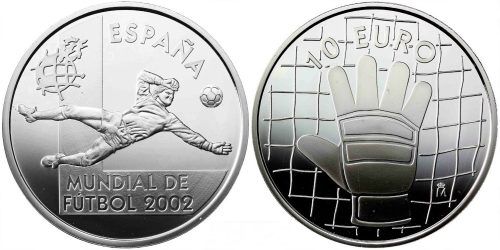 ESPAÑA 10 EUROS 2002 MUNDIAL DE FUTBOL - GUANTE