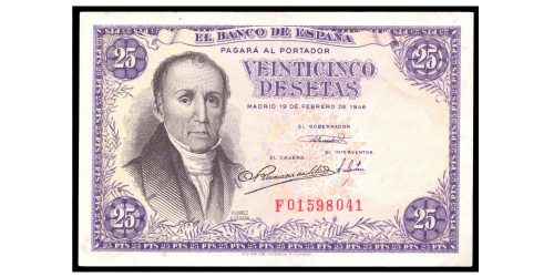 ESTADO ESPAÑOL 25 PESETAS 1946 FLOREZ ESTRADA