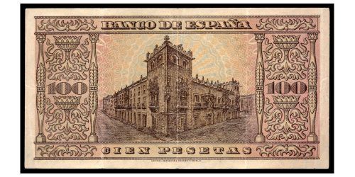 Alternative view of ESTADO ESPAÑOL 100 PESETAS 1938 CASA DE CORDON BURGOS
